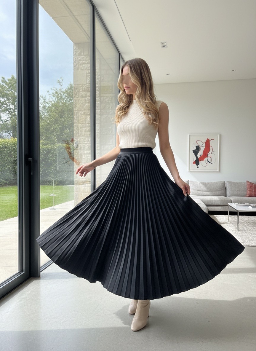 Großhändler LAFÉEROSE - LANGER, ELEGANTER, SCHICKER SOLENE-Faltenrock mit Rüschen