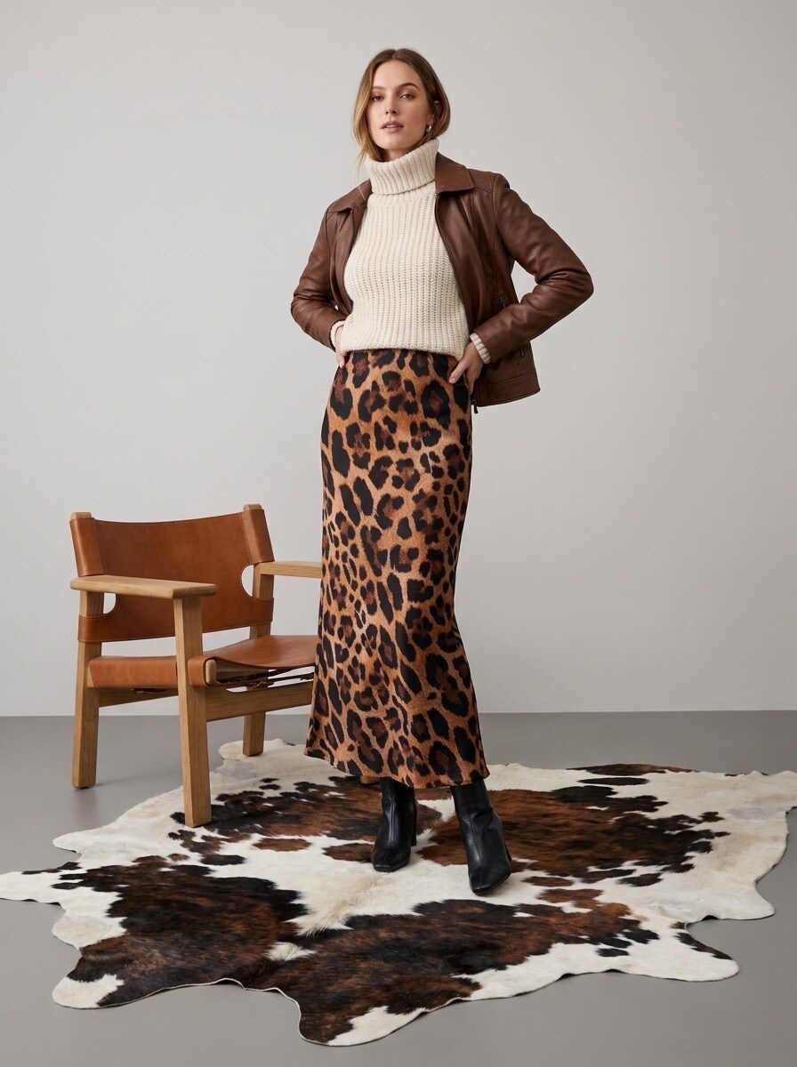 Grossiste LAFÉEROSE - JUPE LONGUE FLUIDE EN SATIN LÉOPARD TAILLE ÉLASTIQUE NEW TENDANCE LAFÉE