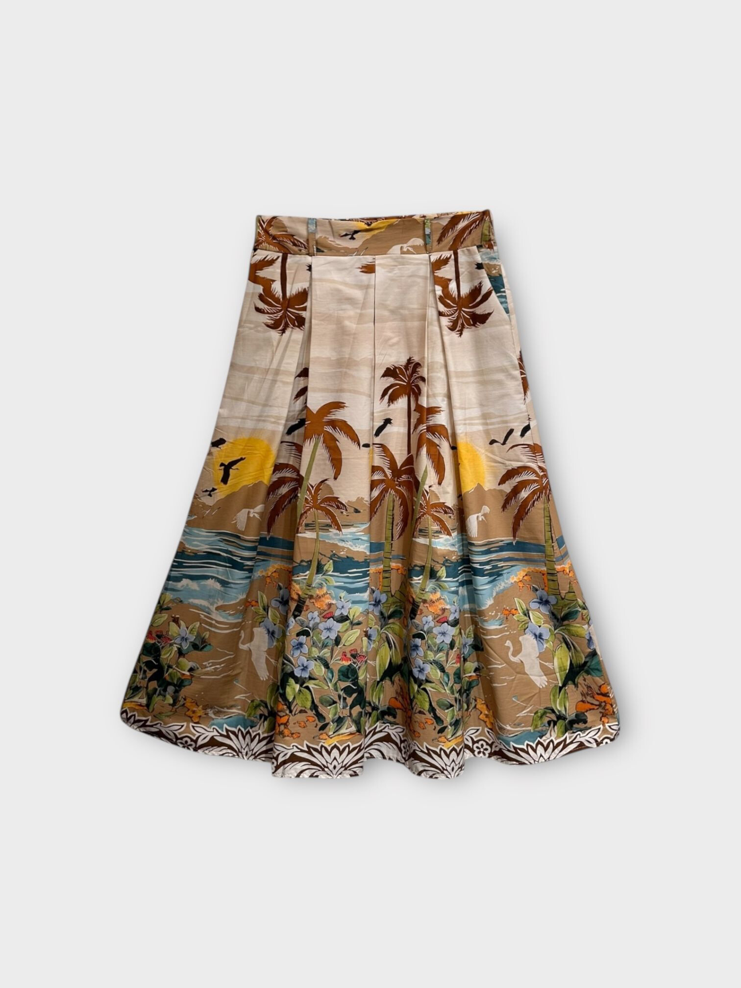 Wholesaler LAFÉEROSE - Long cotton skirt with printed flowers with a wide flared chic pocket