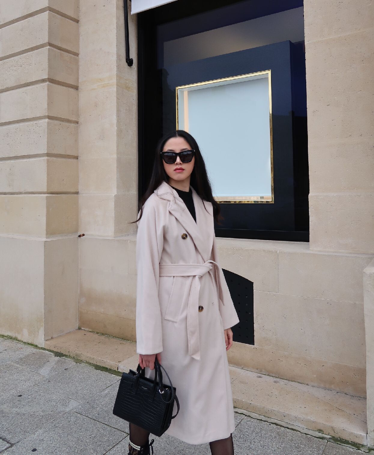 Wholesaler LAFÉEROSE - COAT LONG JACKET BELT POCKET BUTTON CHIC WOOL FREE TOP QUALITY WINTER