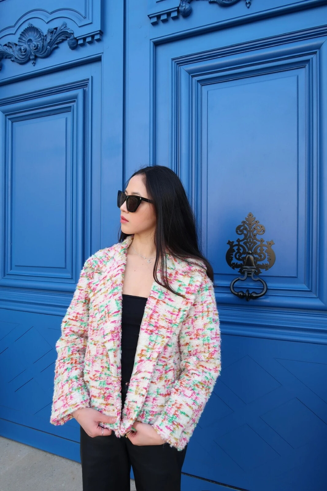 Grossiste LAFÉEROSE - MANTEAU 100% LAINE BOUCLÉ À MOTIF MANCHES LONGUES ET POCHES - VESTE LAFEEROSE