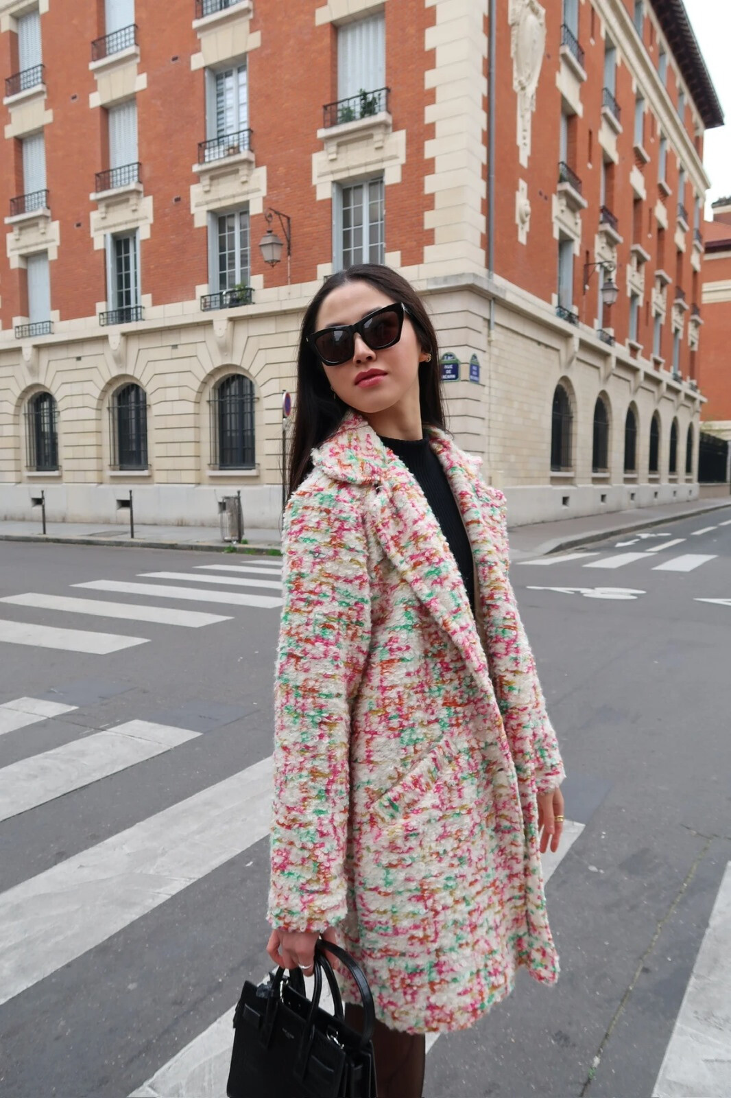 Wholesaler LAFÉEROSE - MID LONG COAT 100% BOUCLÉ ​​WOOL BOUILLI WITH POCKETS WARM WINTER NEW LAFÉE