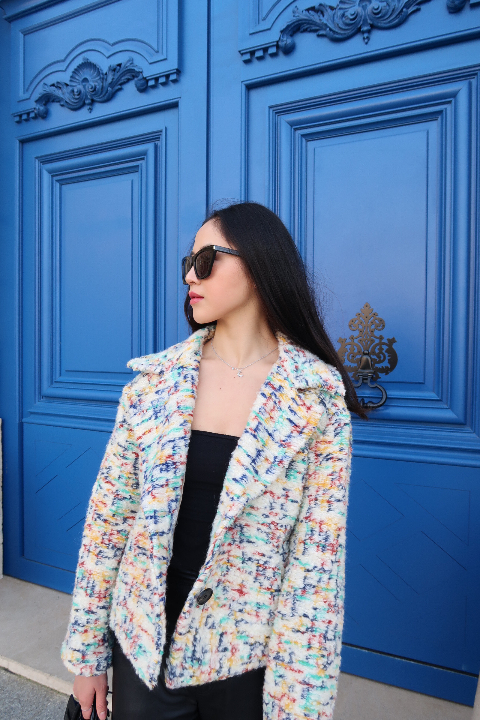 Mayorista LAFÉEROSE - CHAQUETA ABRIGO CORTO 100% LANA BOUCLÉ ​​CON MANGAS LARGAS Y ESTAMPADO DE BOLSILLOS