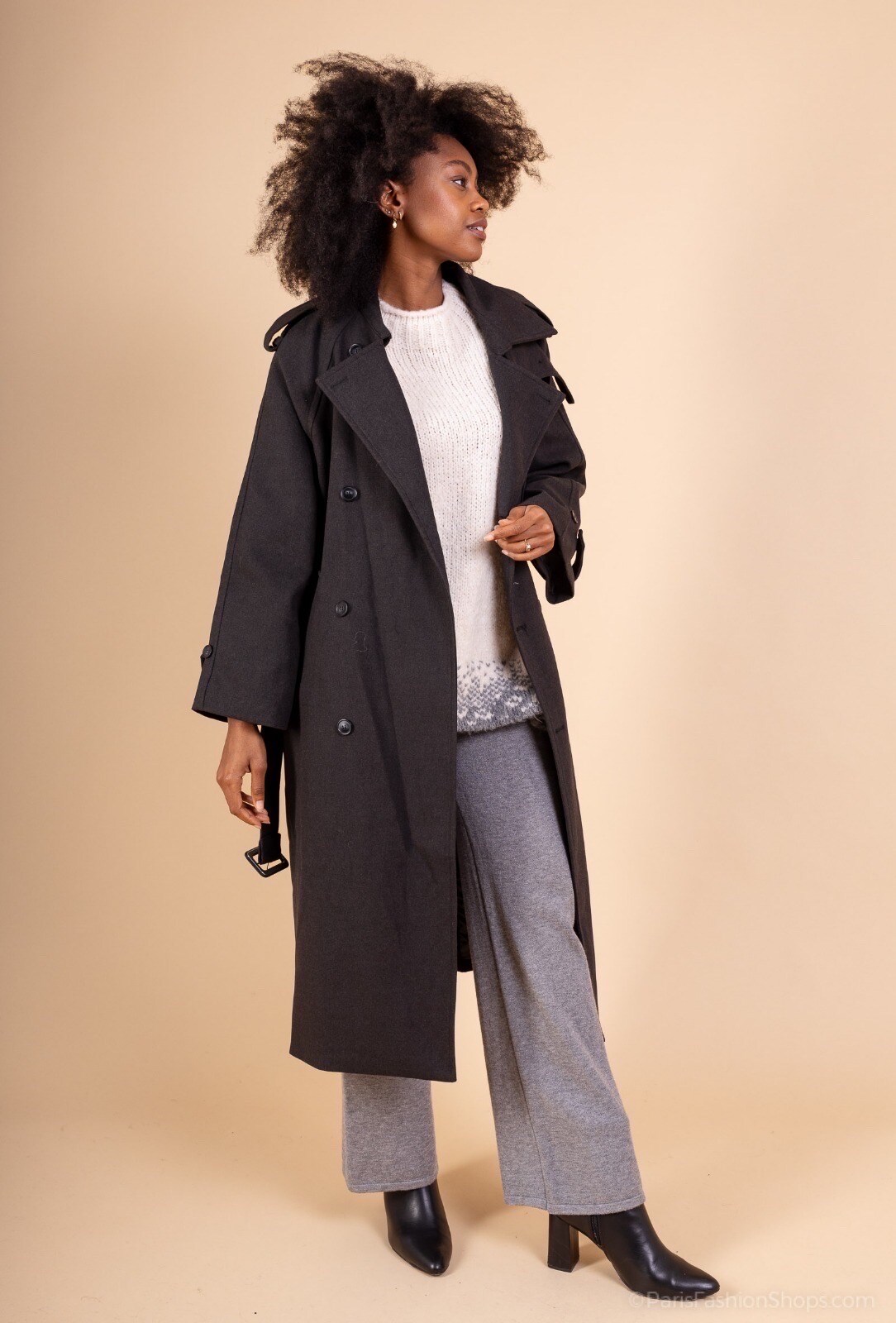 Wholesaler LAFÉEROSE - Long structured wool-effect coat with pockets