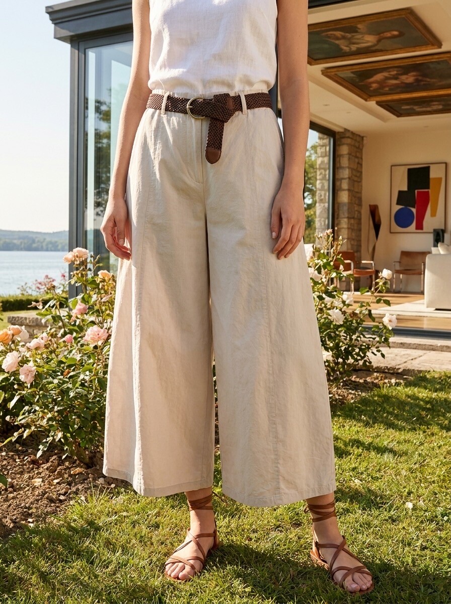 Grossiste LAFÉEROSE - Jupe-Culotte Fluide en Coton avec Ceinture