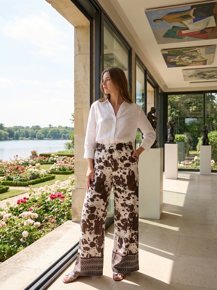 Grossiste LAFÉEROSE - Pantalon fluide imprimé motifs taille élastique