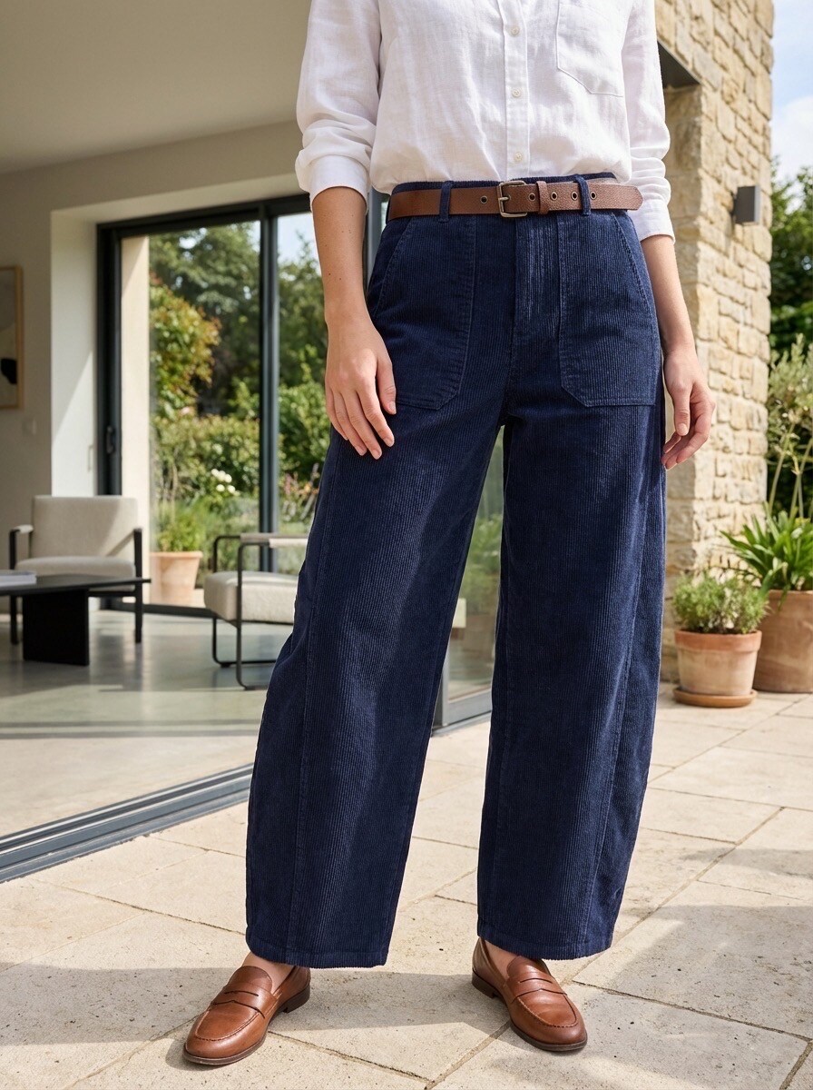Wholesaler LAFÉEROSE - Pants/cotton jeans cowboy style cargo cargo tapered with pockets and belt
