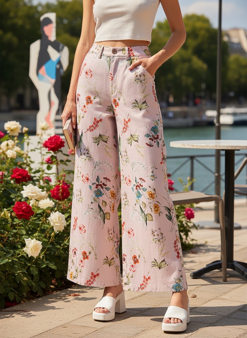 Grossiste LAFÉEROSE - Pantalon Large "Jardin Anglais" en coton