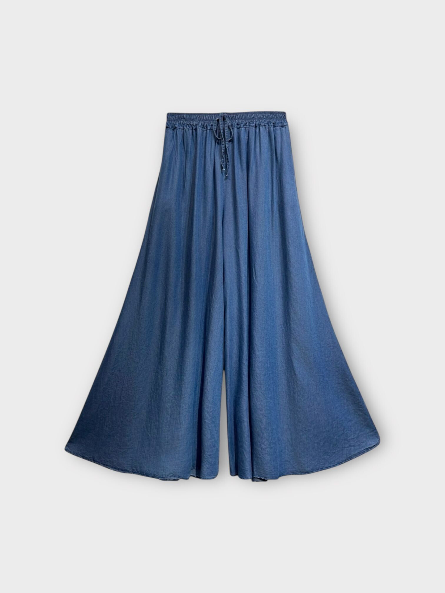 Grossista LAFÉEROSE - Pantalone gonna pantalone fluido in denim morbido con tasche e molto svasato