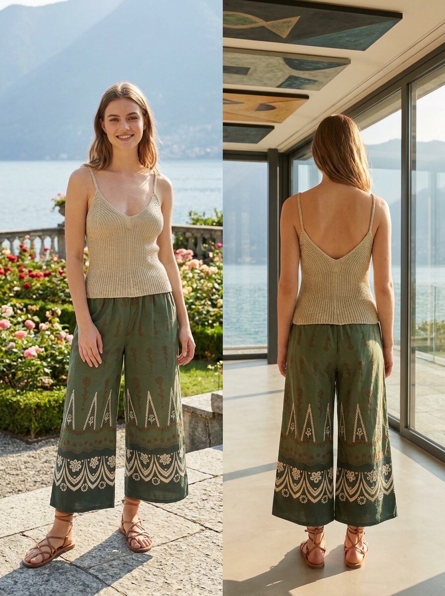 Großhändler LAFÉEROSE - Bedruckte Hose aus 100 % Baumwolle mit Taschen – verkürzter Hosenstil
