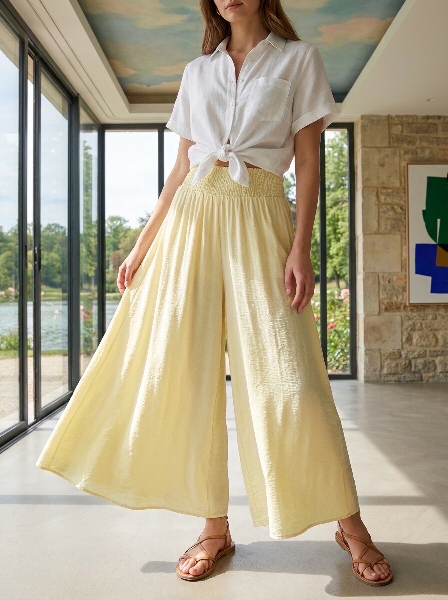 Grossiste LAFÉEROSE - Pantalon Large Fluide en Viscose