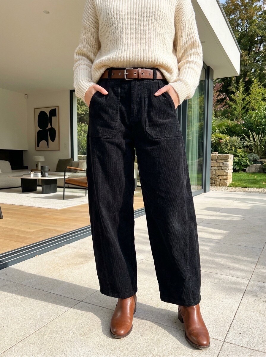 Wholesaler LAFÉEROSE - Pants/cotton jeans cowboy style cargo cargo tapered with pockets and belt