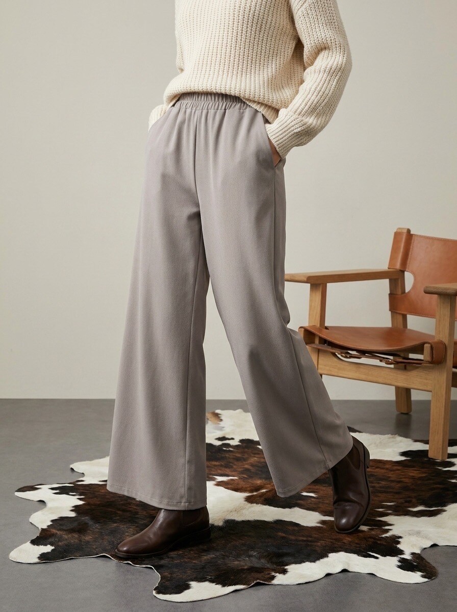 Grossiste LAFÉEROSE - PANTALON LONG FLUIDE ET AMPLE À POCHES JAMBES LARGE MAFEE TENDANCE