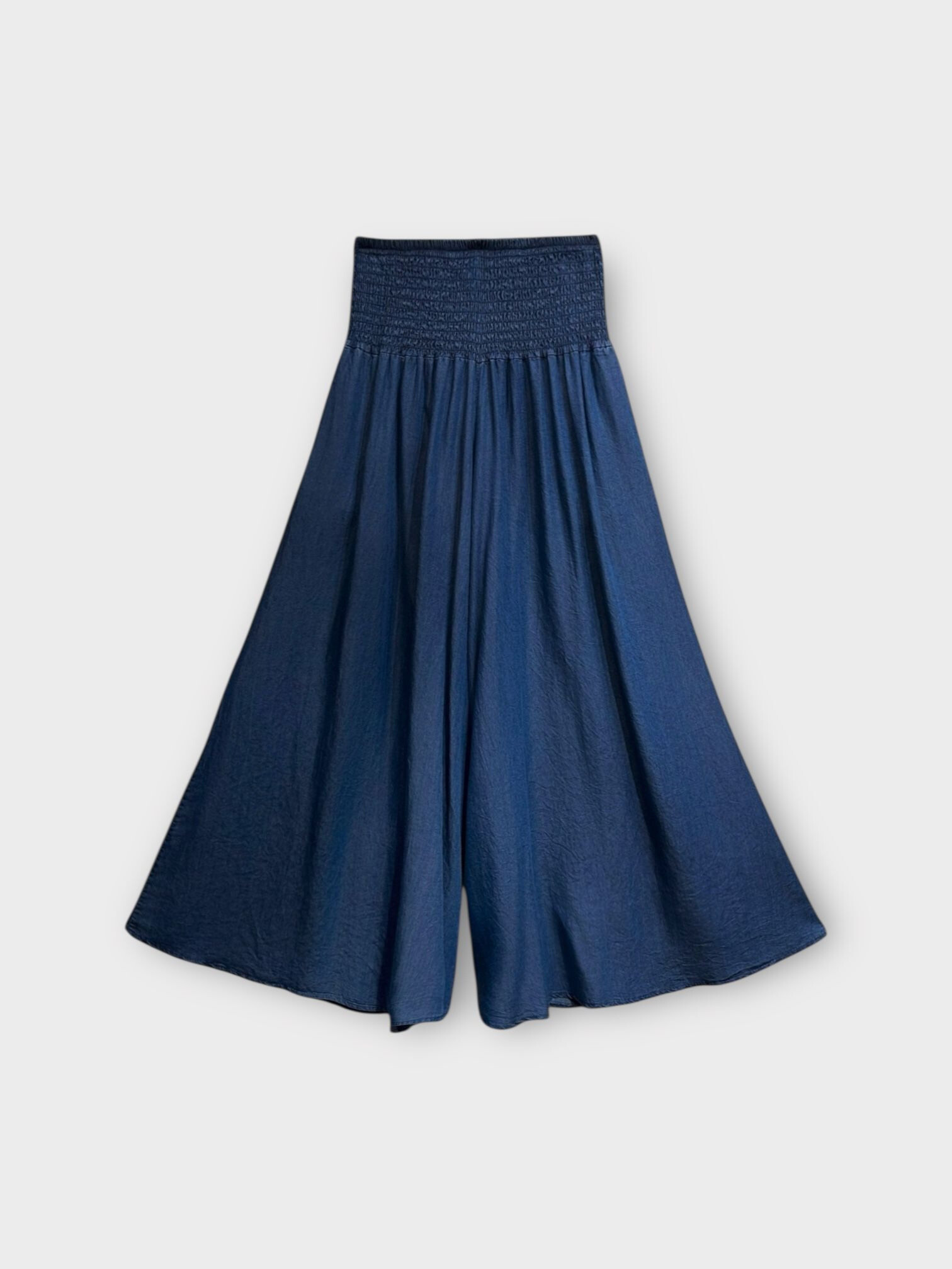 Grossista LAFÉEROSE - Pantalone gonna pantalone fluido in denim morbido con tasche e molto svasato