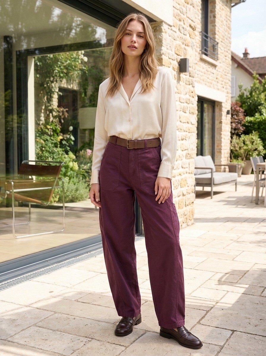 Grossiste LAFÉEROSE - Pantalon/Jean en coton style ballon cow-boy baggy cargo velours tapered avec poc