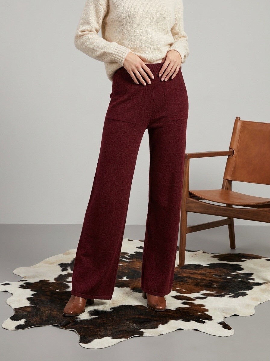 Grossiste LAFÉEROSE - PANTALON LONG EN MAILLE DOUCE ÉPAISSE JAMBES LARGES ÉVASÉ FLUIDE LAFÉErose