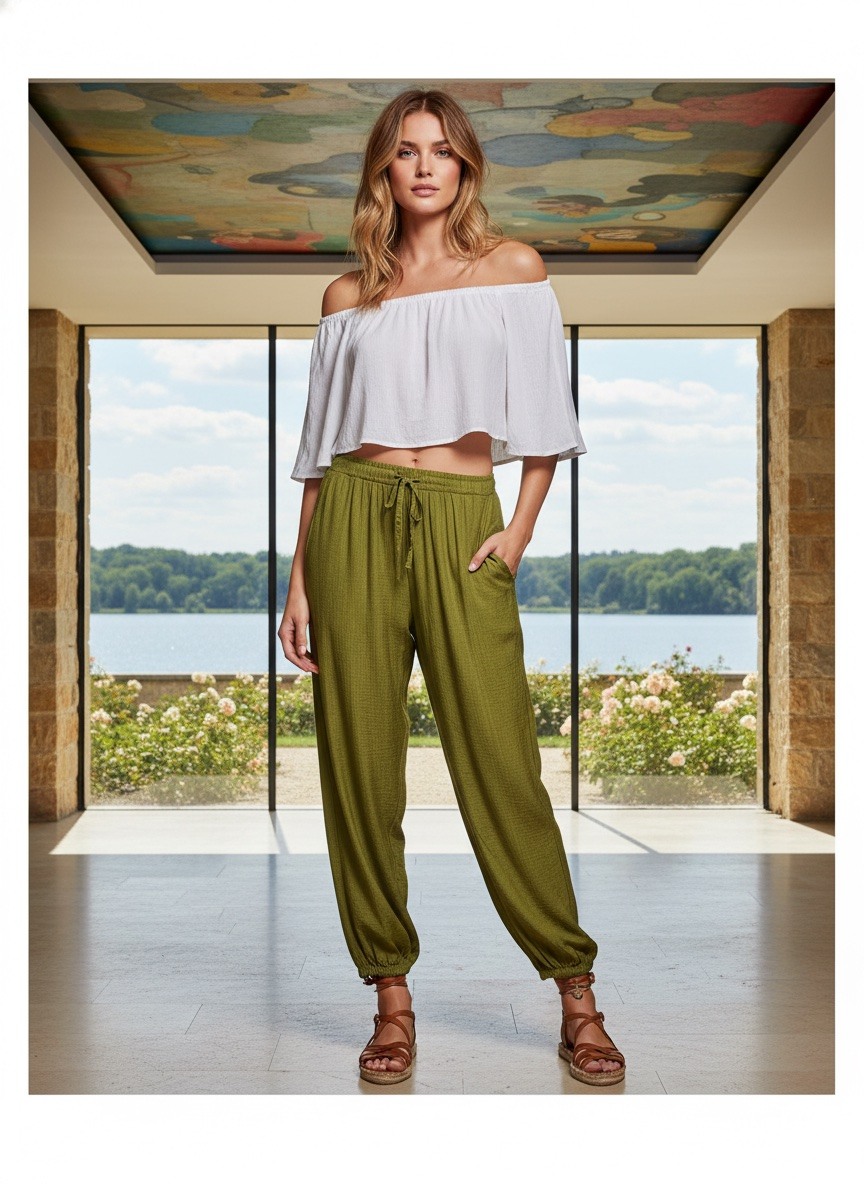 Wholesaler LAFÉEROSE - Flowy jogger-style pants / lightweight harem pants for women