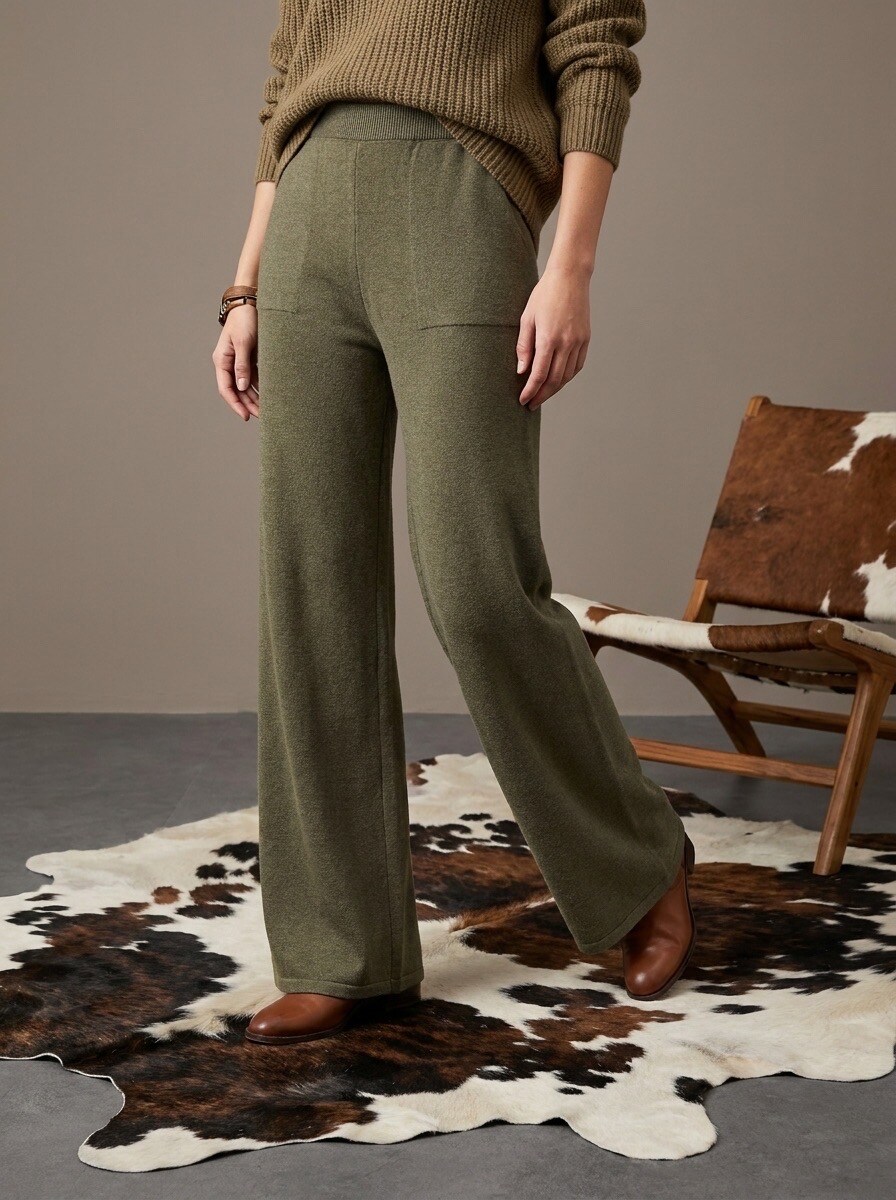 Grossiste LAFÉEROSE - PANTALON LONG EN MAILLE DOUCE ÉPAISSE JAMBES LARGES ÉVASÉ FLUIDE LAFÉErose