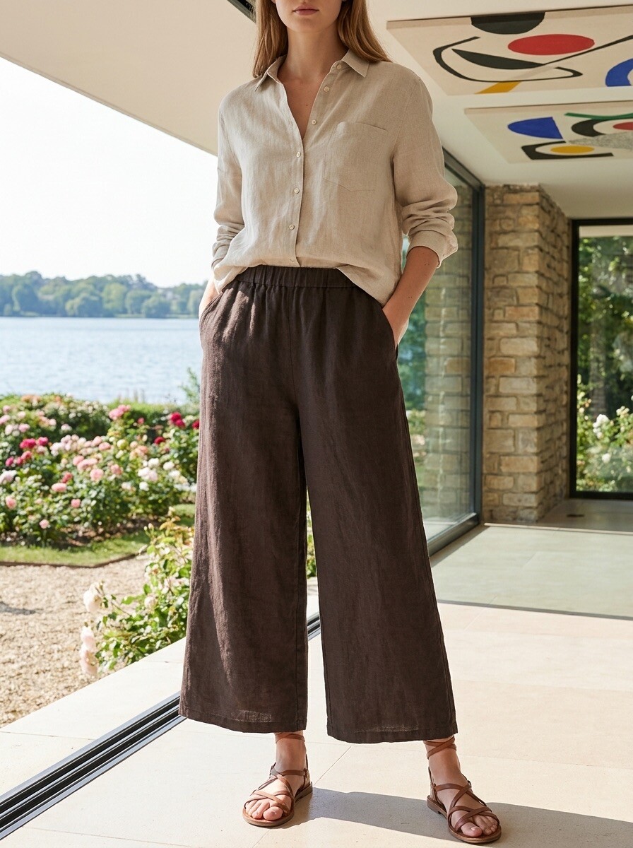 Grossiste LAFÉEROSE - Pantalon Large en Pur Lin