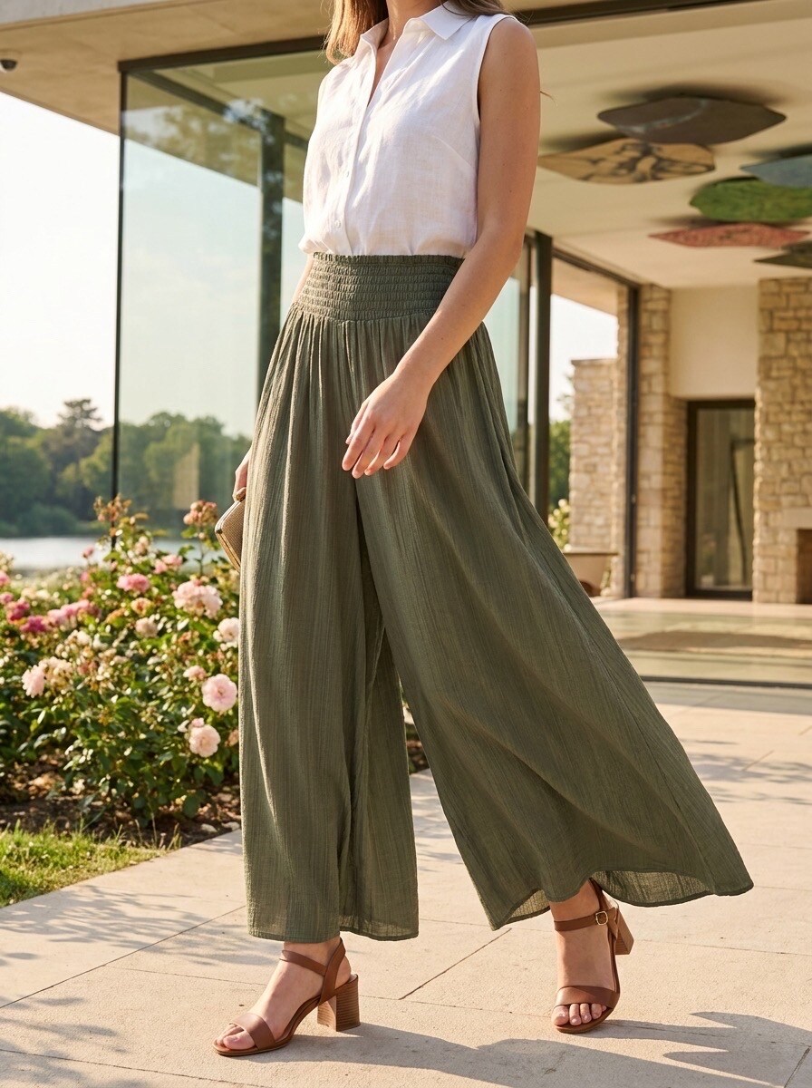 Wholesaler LAFÉEROSE - Flowy Wide-Leg Viscose Pants