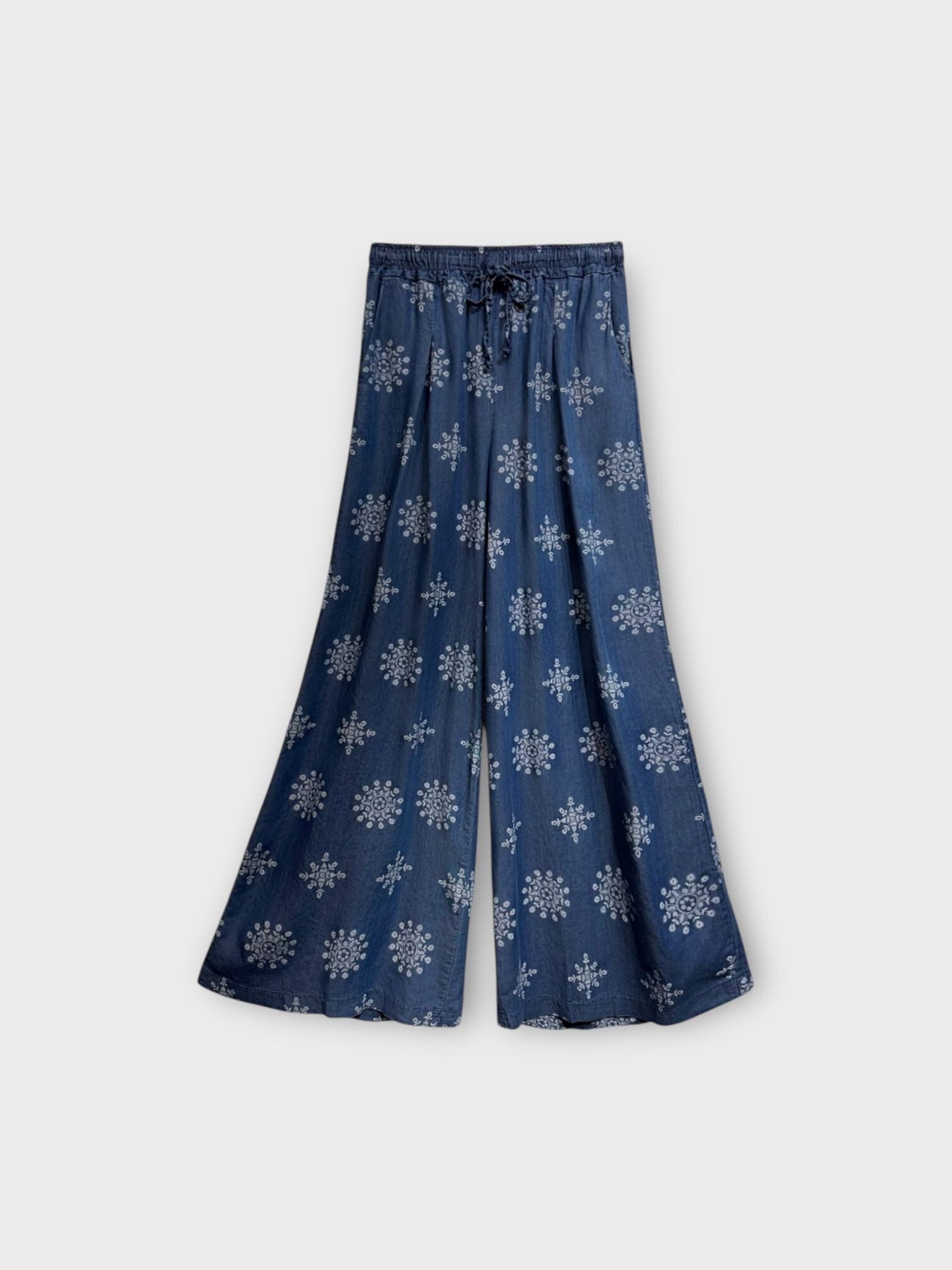 Grossista LAFÉEROSE - Pantaloni fluidi stampati in denim morbido con tasche e molto larghi