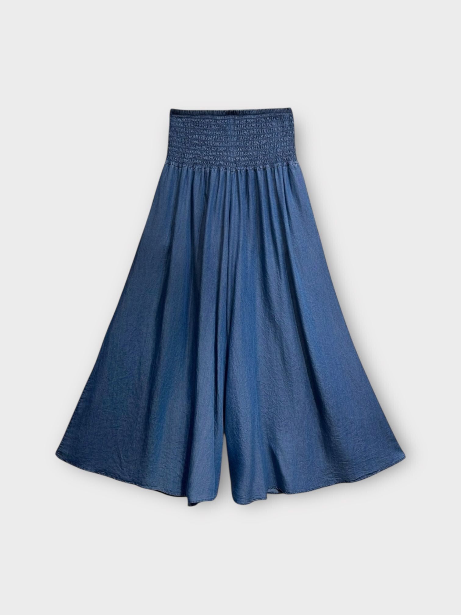Grossista LAFÉEROSE - Pantalone gonna pantalone fluido in denim morbido con tasche e molto svasato