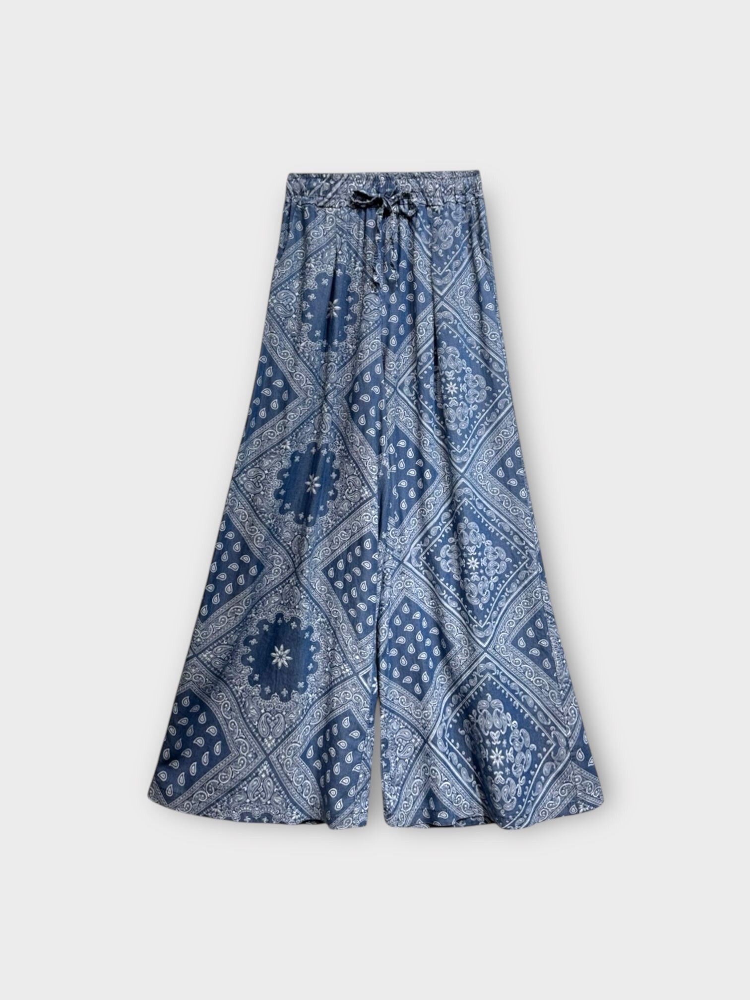 Grossista LAFÉEROSE - Pantaloni fluidi stampati in denim morbido con tasche e molto larghi