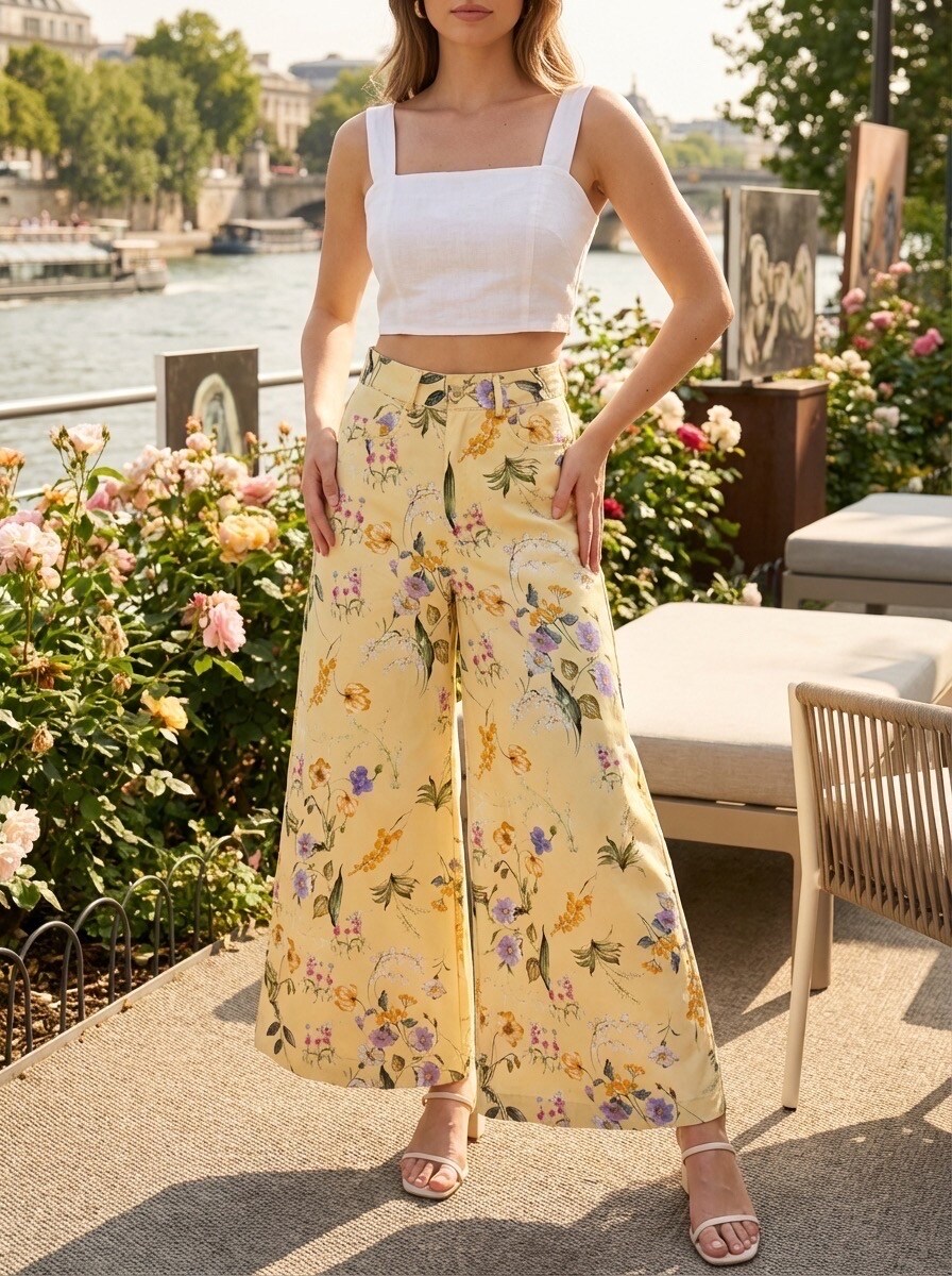 Grossiste LAFÉEROSE - Pantalon Large "Jardin Anglais" en coton