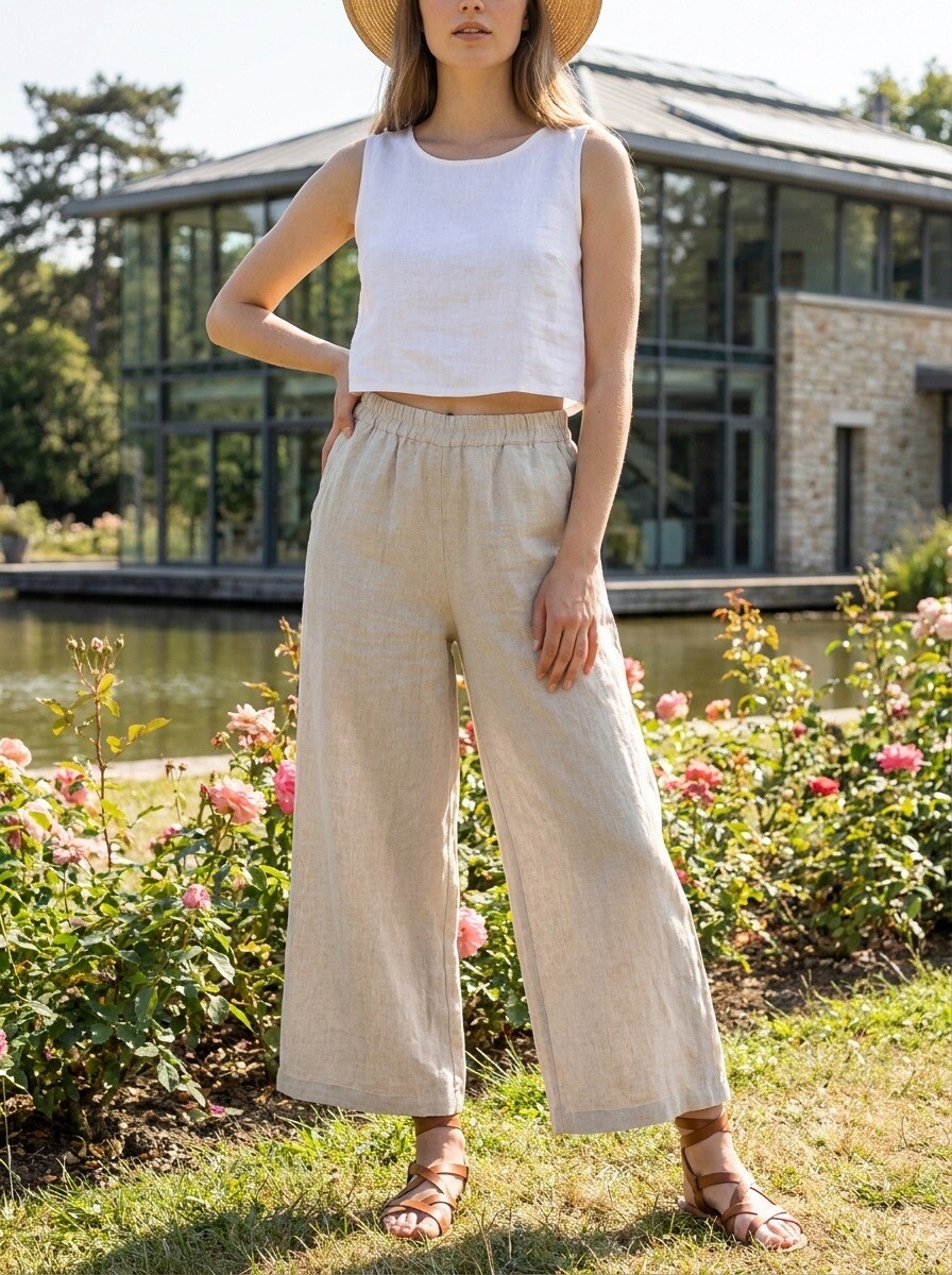 Mayorista LAFÉEROSE - Pantalón Ancho de Lino Puro