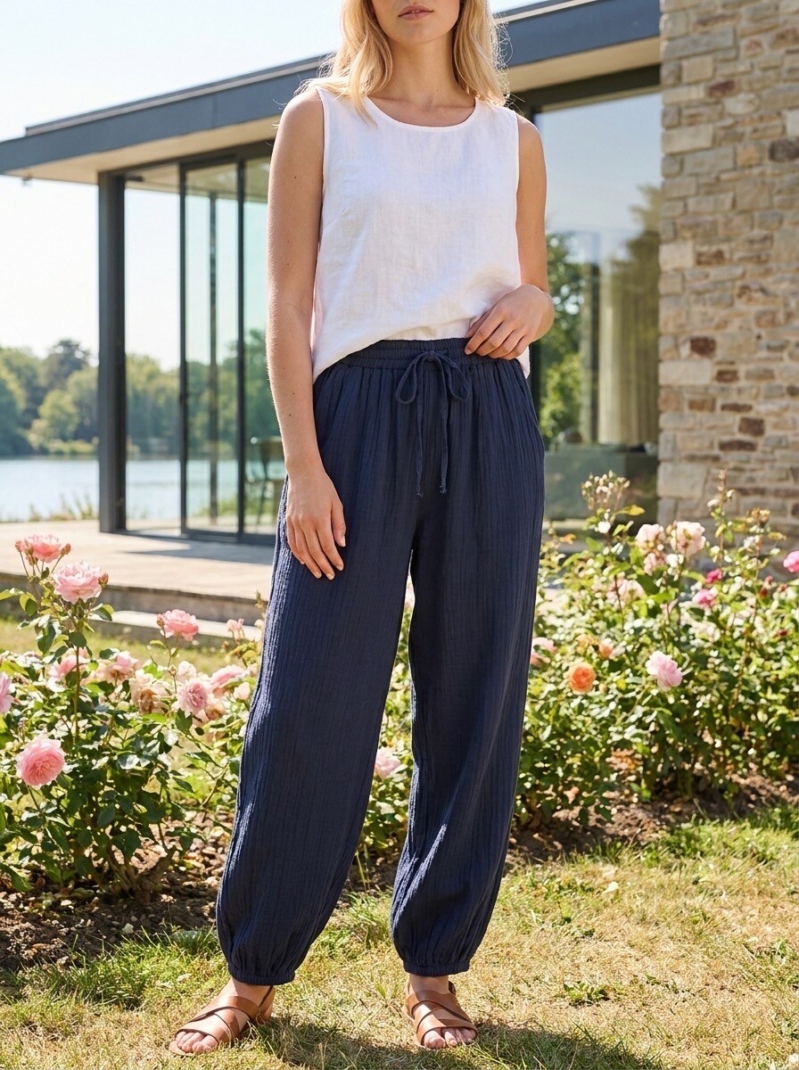 Mayorista LAFÉEROSE - Pantalón fluido estilo jogger / pantalón harem ligero para mujer