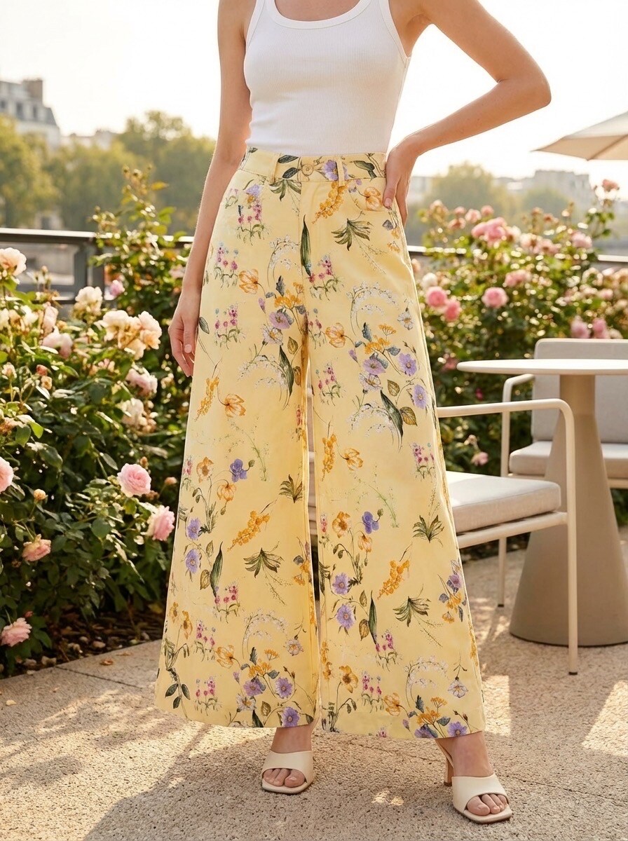 Grossiste LAFÉEROSE - Pantalon Large "Jardin Anglais" en coton