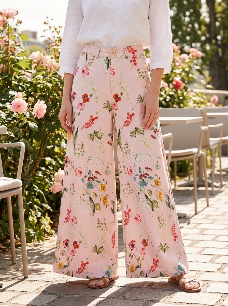 Grossiste LAFÉEROSE - Pantalon Large "Jardin Anglais" en coton