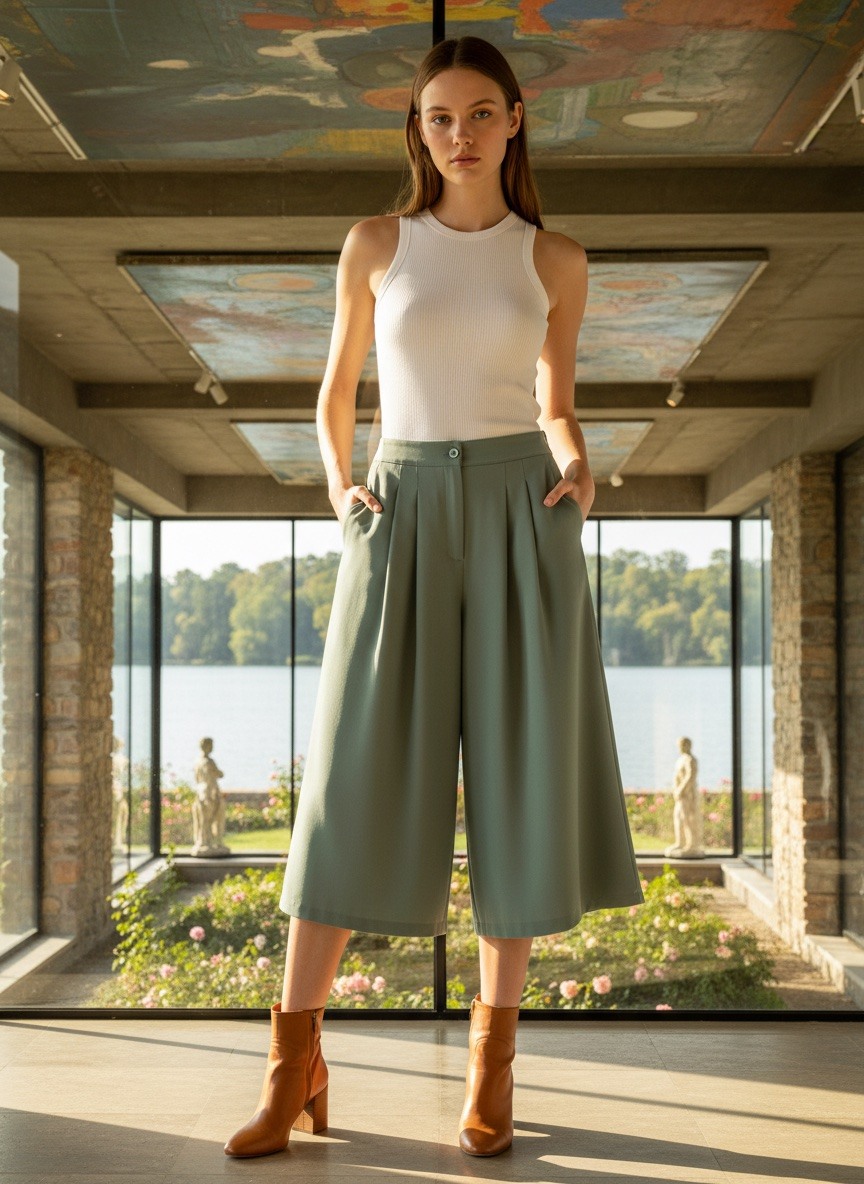 Grossiste LAFÉEROSE - Pantalon mi-long fluide à poches et boutons style pantacourt élégant chic