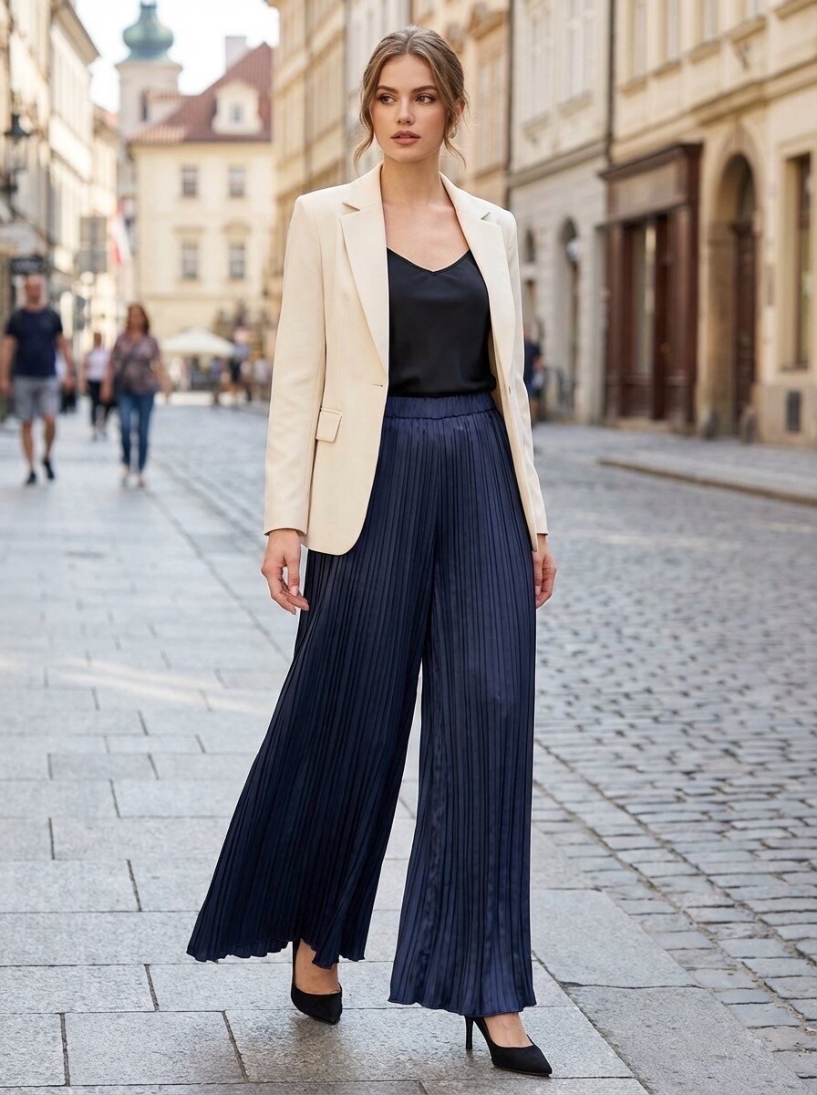 Grossiste LAFÉEROSE - Pantalon Plissé Fluide