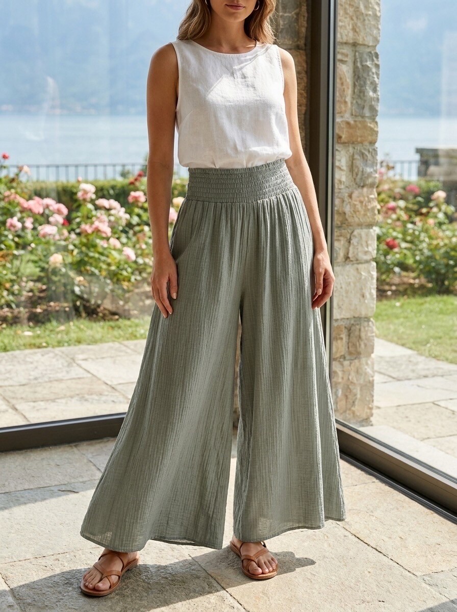 Mayorista LAFÉEROSE - Pantalones Amplios Fluidos de Viscosa