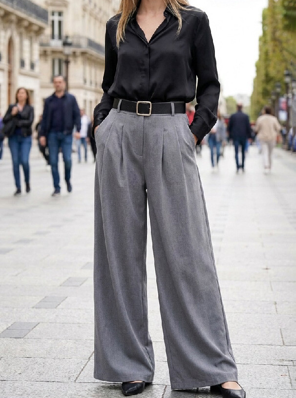 Wholesaler LAFÉEROSE - Long fluid wide leg pants straight cut elastic waist with pockets