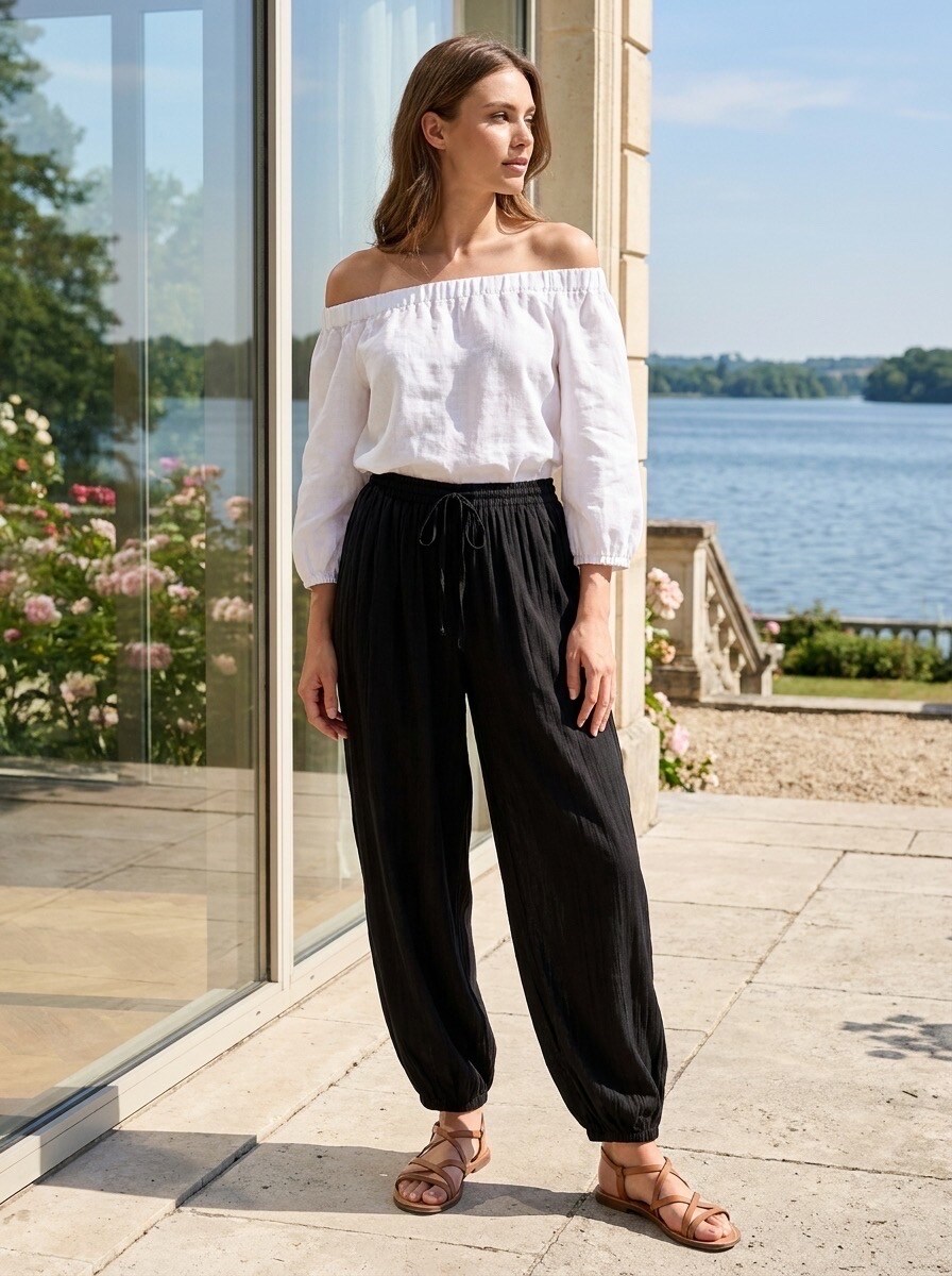 Grossiste LAFÉEROSE - Pantalon fluide style jogger / sarouel léger pour femme