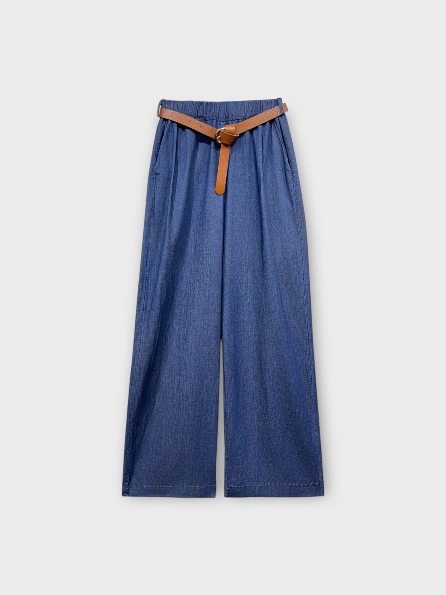 Grossiste LAFÉEROSE - Pantalon - Jean long fluide en coton coupe droite évasé à poches et ceinture