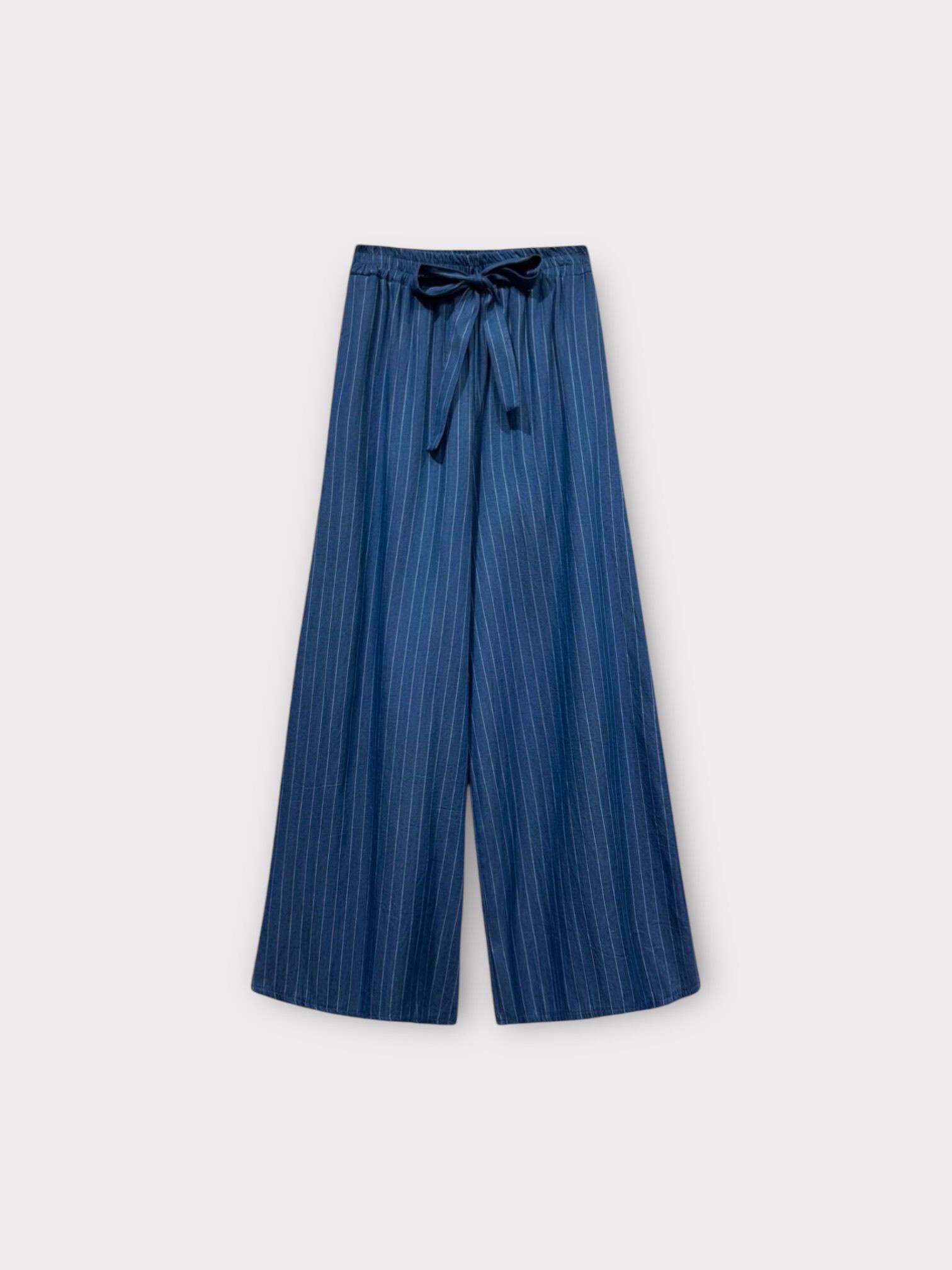 Grossiste LAFÉEROSE - Pantalon long en coton droit fluide évasé à rayures et poches, taille élastique