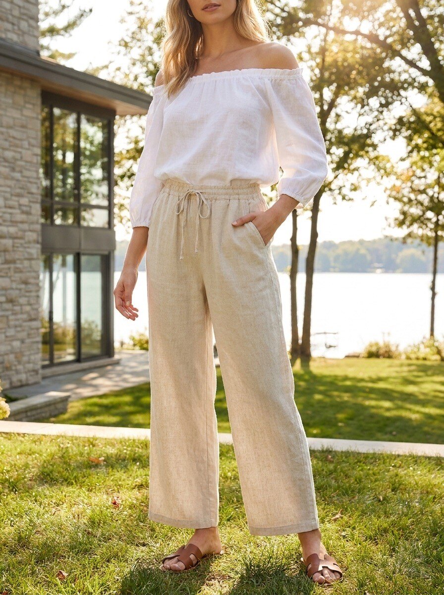 Großhändler LAFÉEROSE - Weite Hose aus 100% Leinen