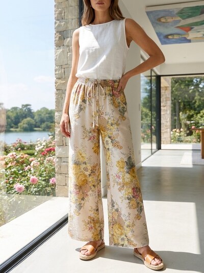 Wholesaler LAFÉEROSE - Flowy Floral Print Pants – Boho-Chic Style Wholesaler LAFÉEROSE - Flowy Floral Print Pants – Boho-Chic Style