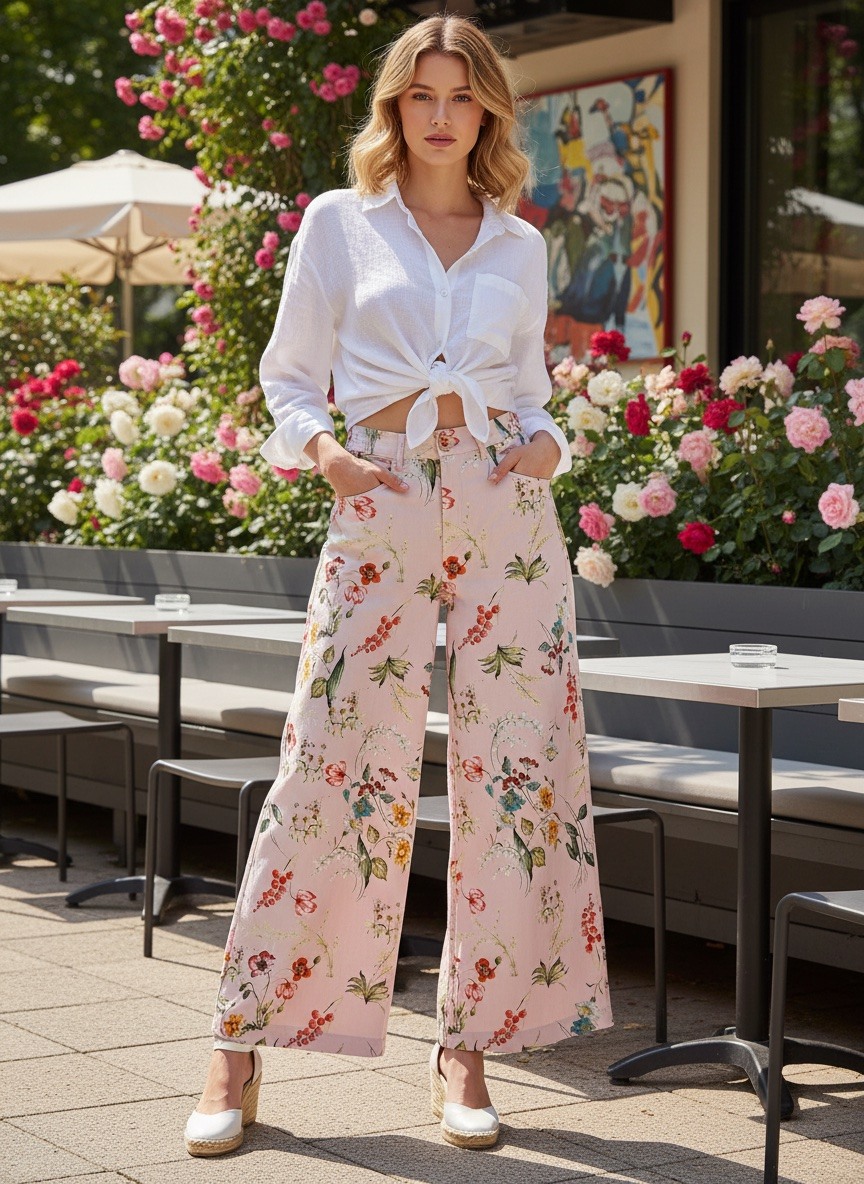 Großhändler LAFÉEROSE - Weite Baumwollhose „English Garden“.