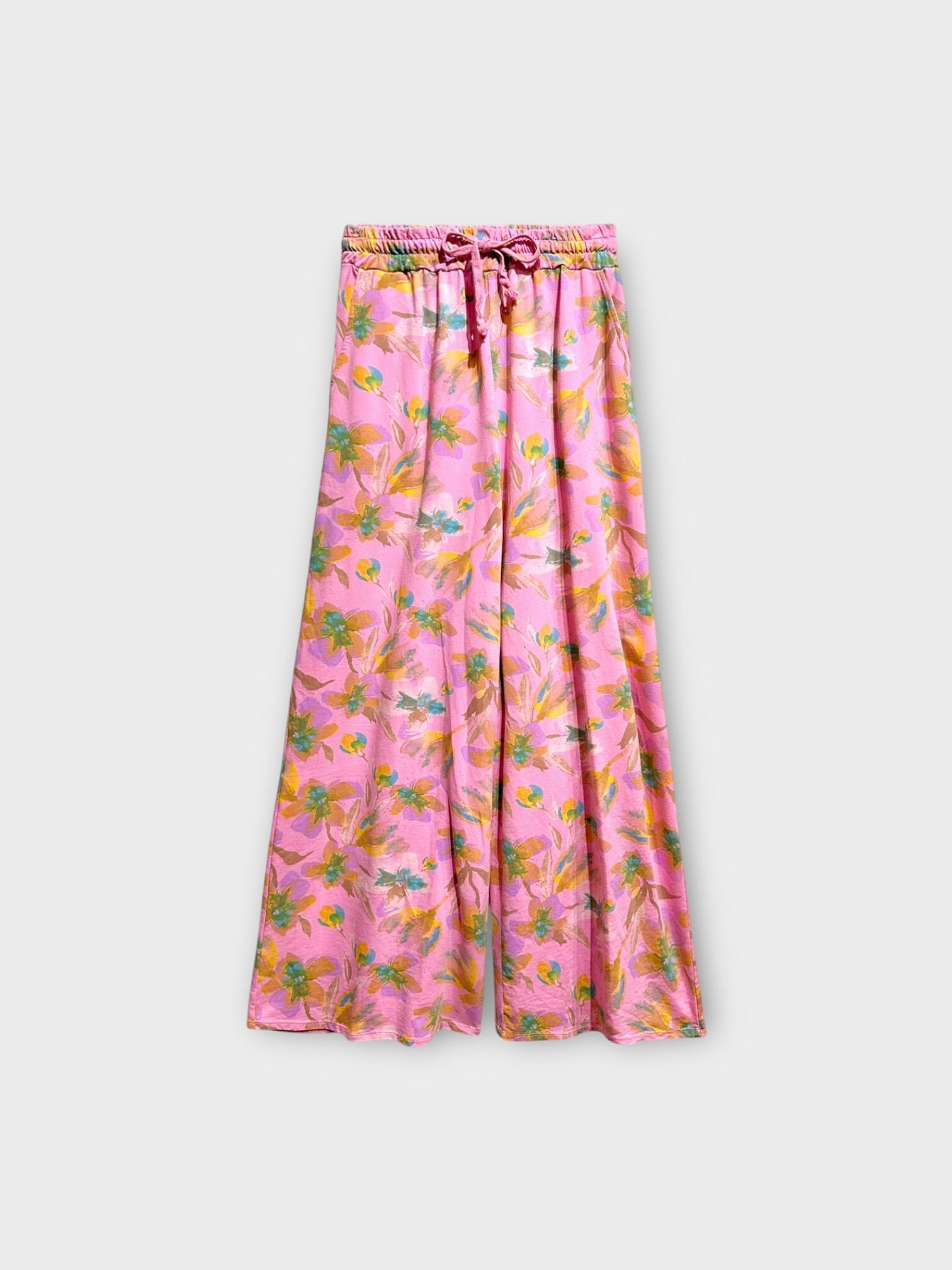 Grossiste LAFÉEROSE - Pantalon long large fluide en coton imprimé floral et taille élastique et cordon