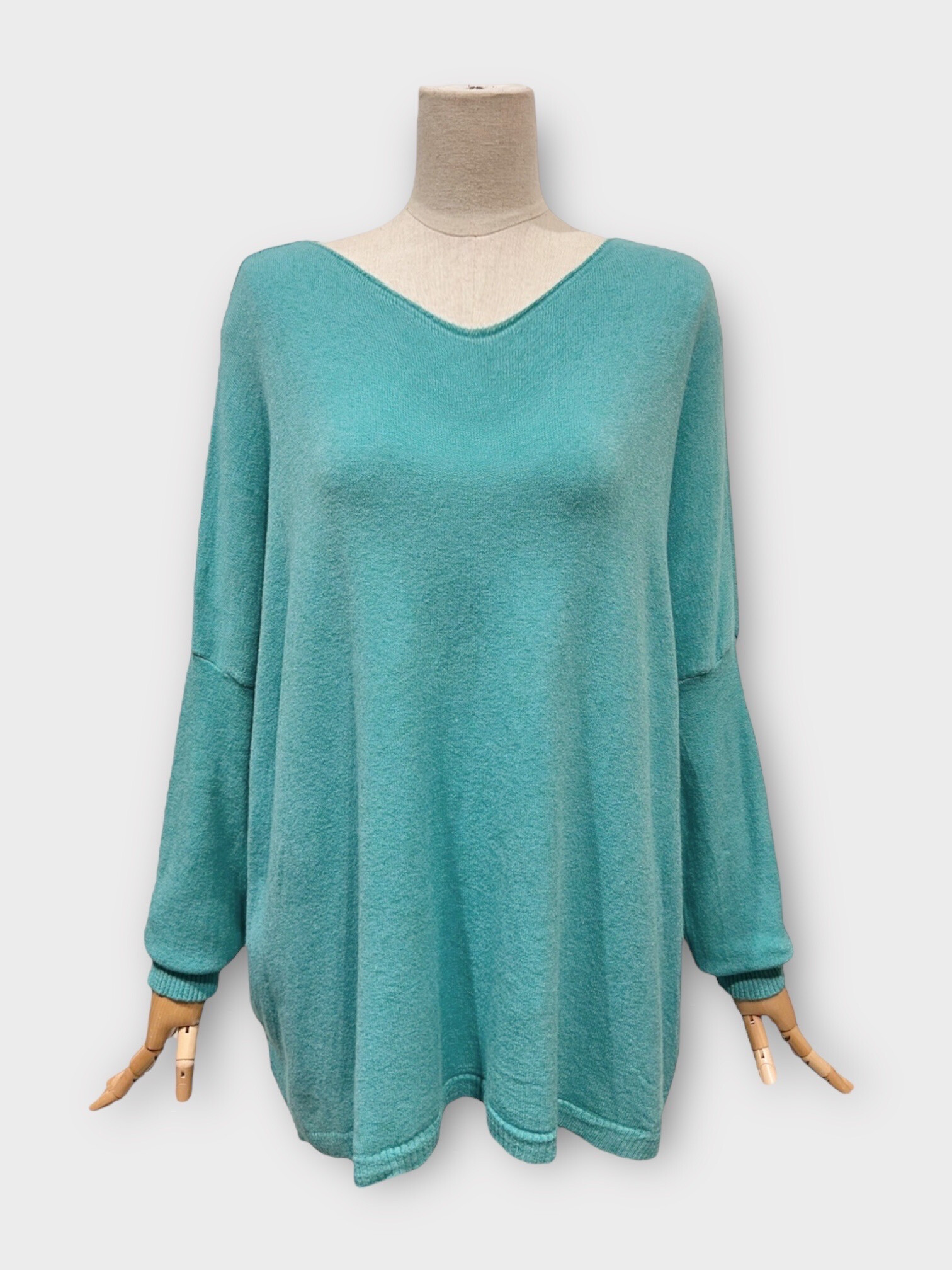 Grossista LAFÉEROSE - MAGLIONE SOTTO MAGLIONE IN MAGLIA SCOLLO A V MANICHE LUNGHE BASIC TRENDY VISCOSE