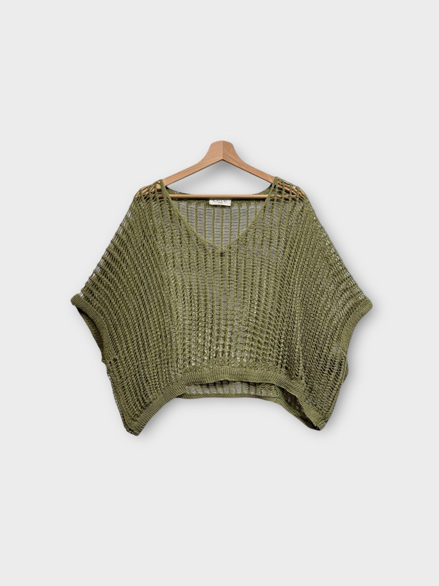 Mayorista LAFÉEROSE - High -Algodón suéter abierto -Colar V -neck con puntadas anchas y sueltas, manijas de murciélagos