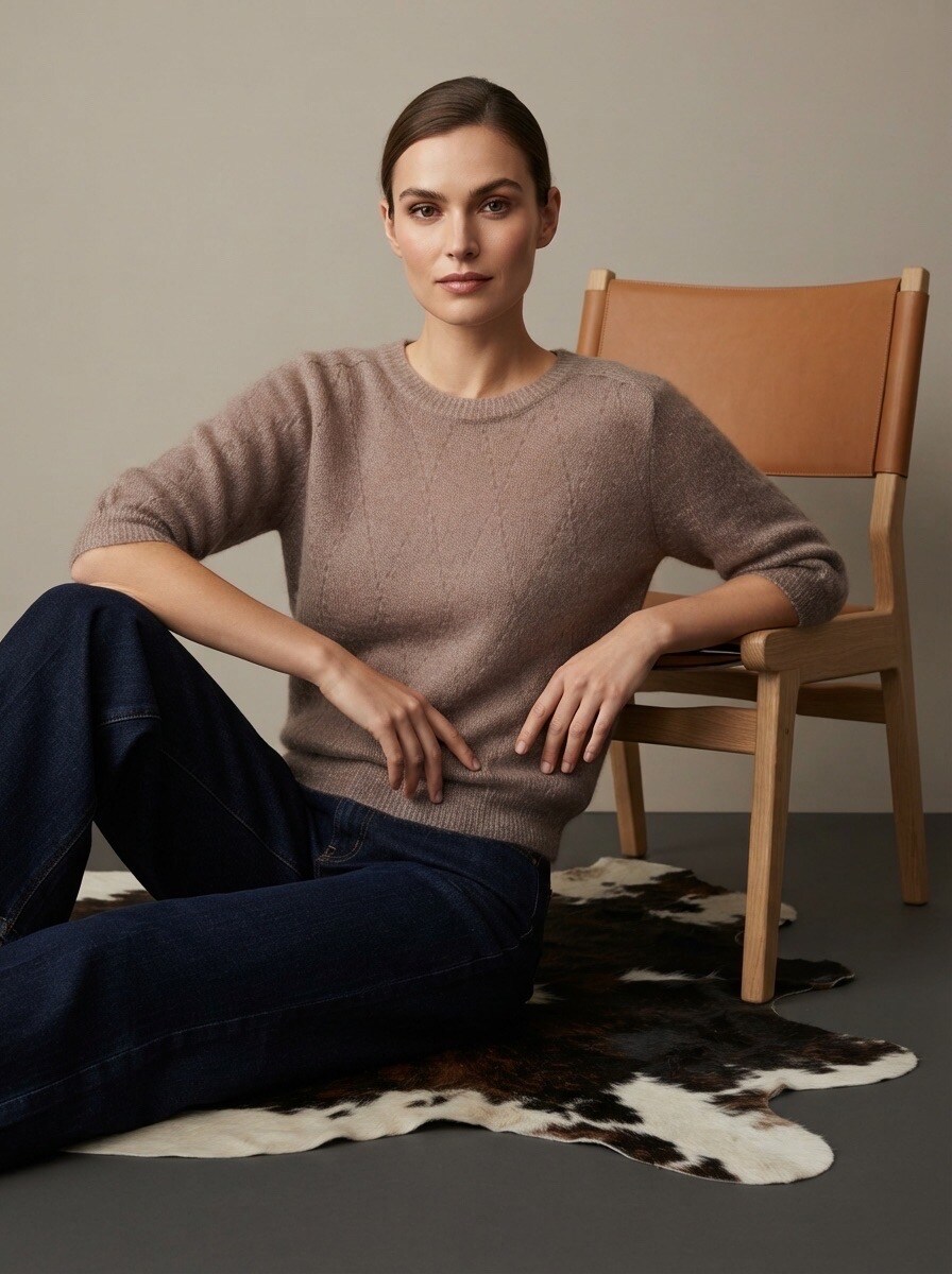 Großhändler LAFÉEROSE - Lochmuster-Kid-Mohair-Pullover (kurze Ärmel)