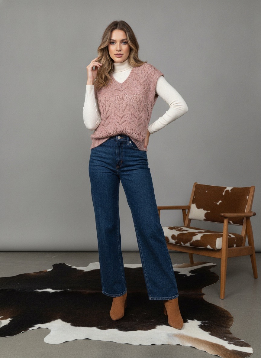 Grossiste LAFÉEROSE - Pull avec laine sans manches col V légèrement scintillant