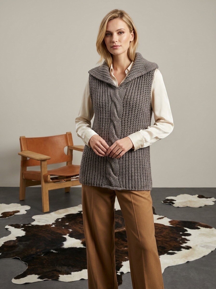 Wholesaler LAFÉEROSE - Twisted wool knit sweater and very wide collar