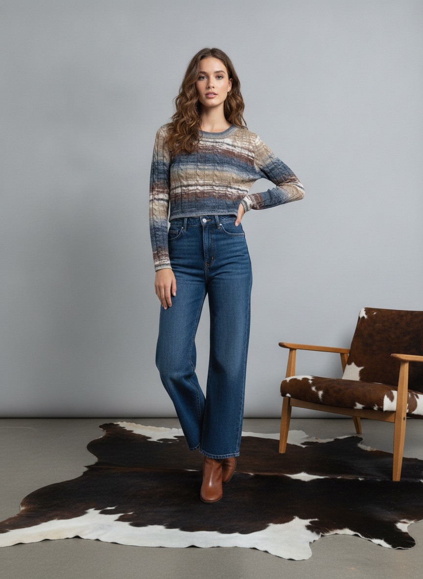 Grossiste LAFÉEROSE - TOP/PULL DOUX LAINE COL ROND MANCHES LONGUES TIE AND DYE MULTICOLORE