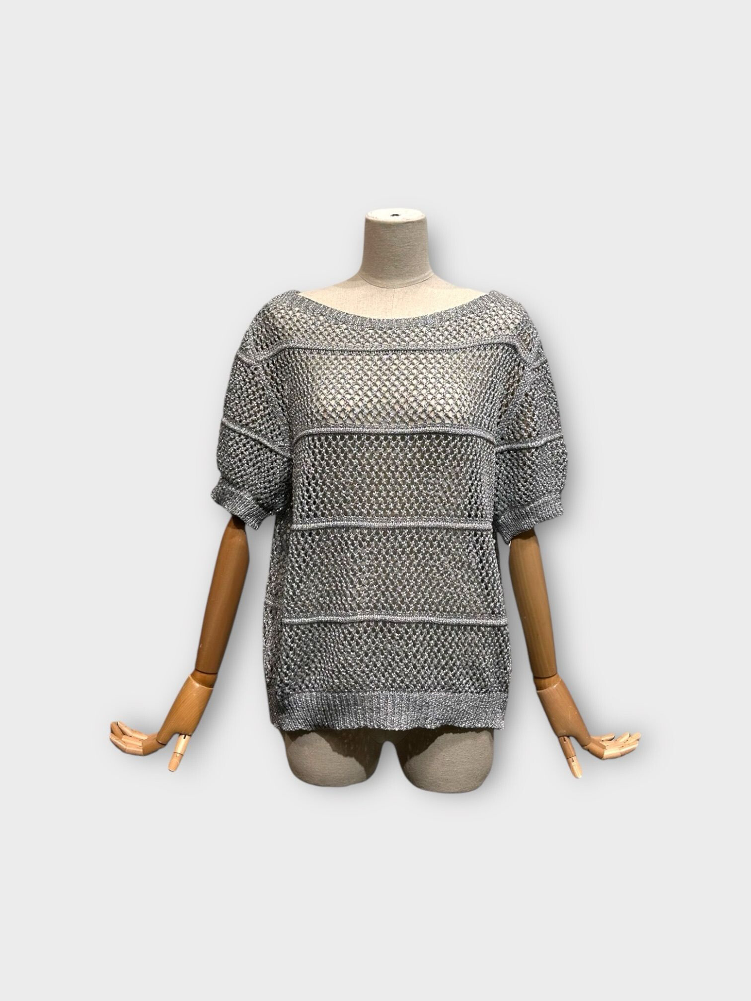 Grossista LAFÉEROSE - Maglione top in uncinetto morbido in viscosa scintillanti chic e bohémien maniche corte
